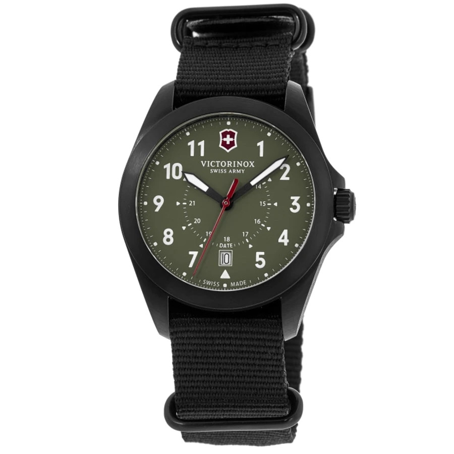 New Victorinox Swiss Army Heritage Quartz Green Dial Fabric Men's
