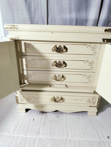 Vintage Japanese Antique White Lacquer Jewelry Box,Huge Gold Painted Birds &... - 第 8/12 張圖片