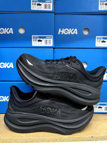 Hoka One One Bondi 9 Triple Black 1162011-BBLC Mens Running Sneakers New