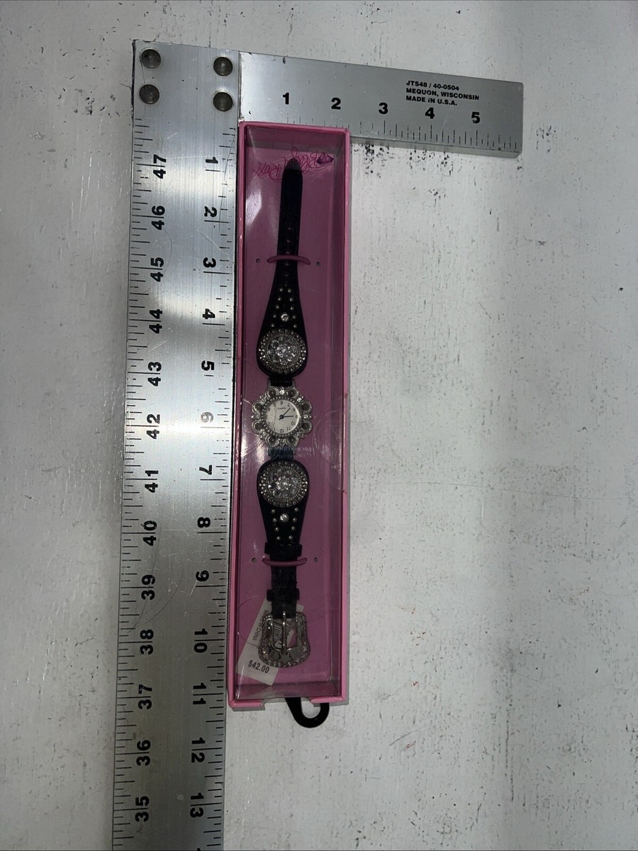 New Women's Blazin Roxx Black With Flower Bling Watch. 3102601 D