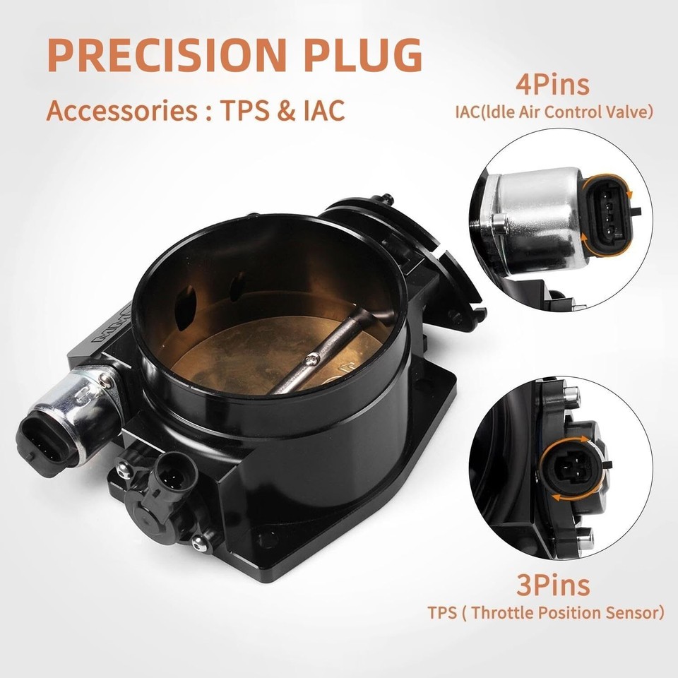 92mm Throttle body + TPS IAC Throttle Position Sensor For LSX LS LS1 ...