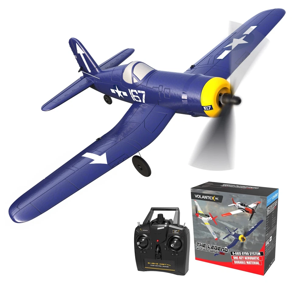 Volantex F4U Fighter 2.4G 4 canales ala fija RC avión 6 ejes giroscopio acrobático RTF Foto 2 de 4