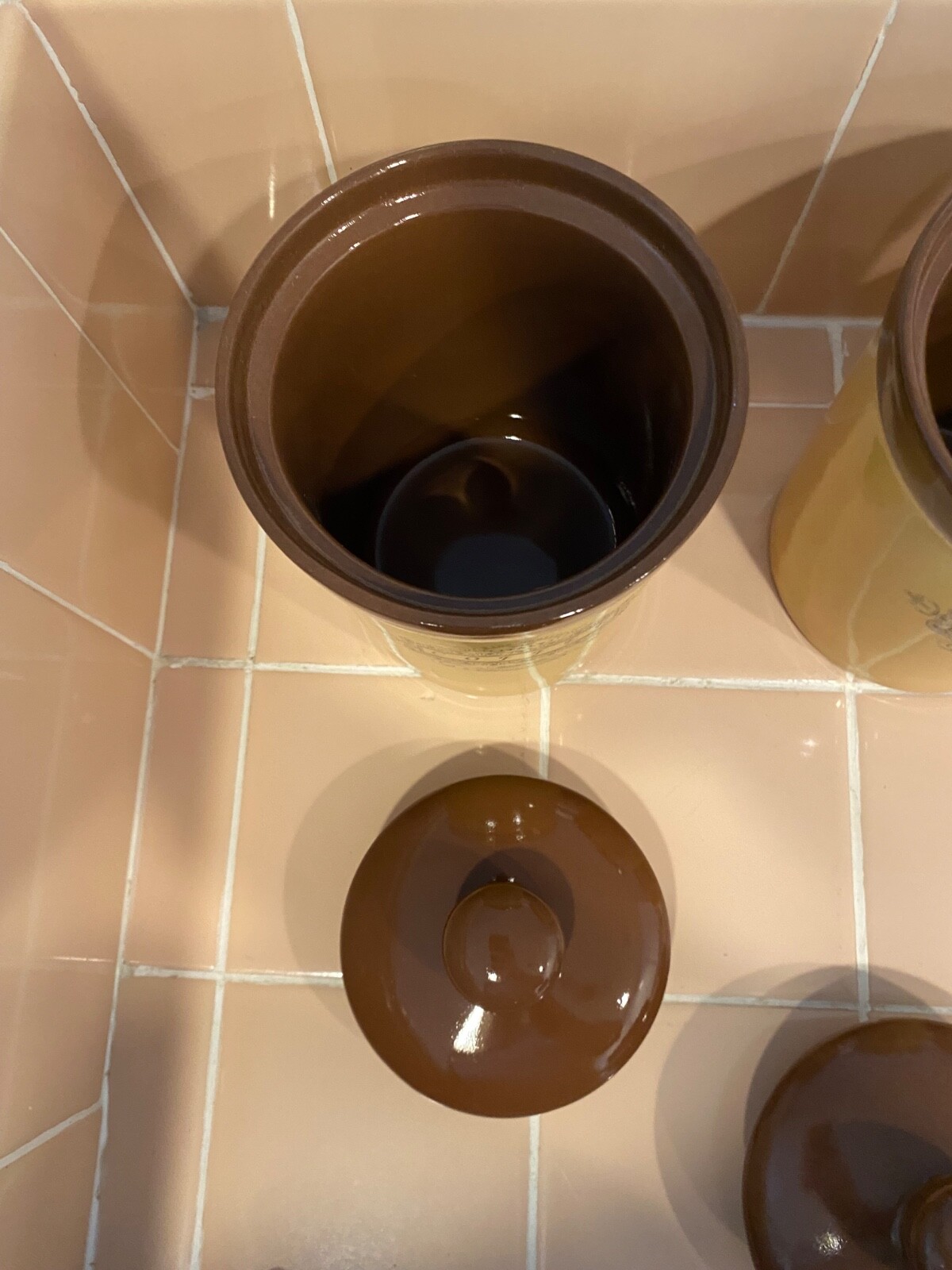 Canister Set Of4 Italy Terracotta Rich Earth Tones Well Made. 4.5” never used.