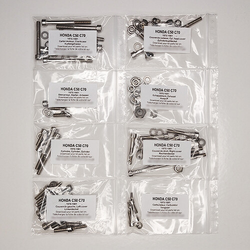 Jeu De Vis Cruciformes Inox Pour Honda C110 C111 C115 CUB 50 (1960-1966) - Complet Pour Moteur, Fabrication FR