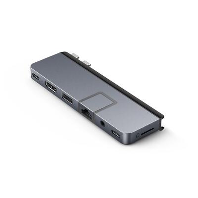 HyperDrive DUO PRO 7-in-2 USB-C Hub Gray for MacBook 2016-2021 Fast Charge