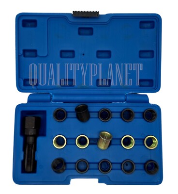 16pc SPARK PLUG THREAD REPAIR RETHREADING TOOL KIT M16 THREADED COIL INSERT