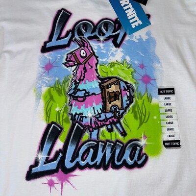 Fortnite Loot Llama T-Shirt Mens Size Large Video Gaming Streamers White Tee NEW