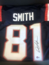 Jonnu Smith Custom New England Patriots Blue Signed Jersey ~~Beckett COA~~