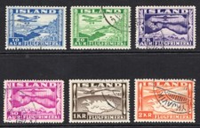 ICELAND 1934, SC C15-C20, VF U COMPLETE SET Air Post scv $88.50  *Bay Stamps*