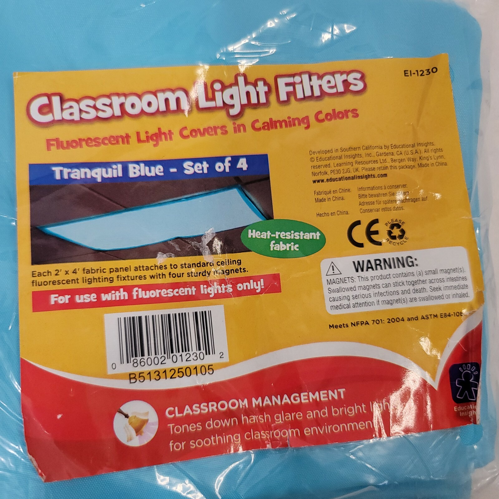 NWT Educational Insights Fluorescent Light Filters Tranquil Blue Set of
