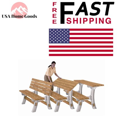 Sand Flip Top Bench Table 2x4 Ready Assemble Outdoor Patio Picnic