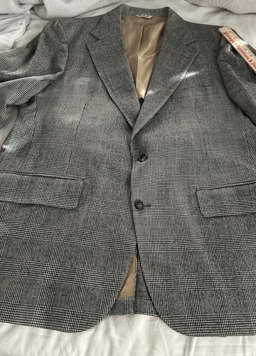 Bill Bass Houndstooth Plaid Grey Men’s 3 Pc Suit - Picture 4 of 21