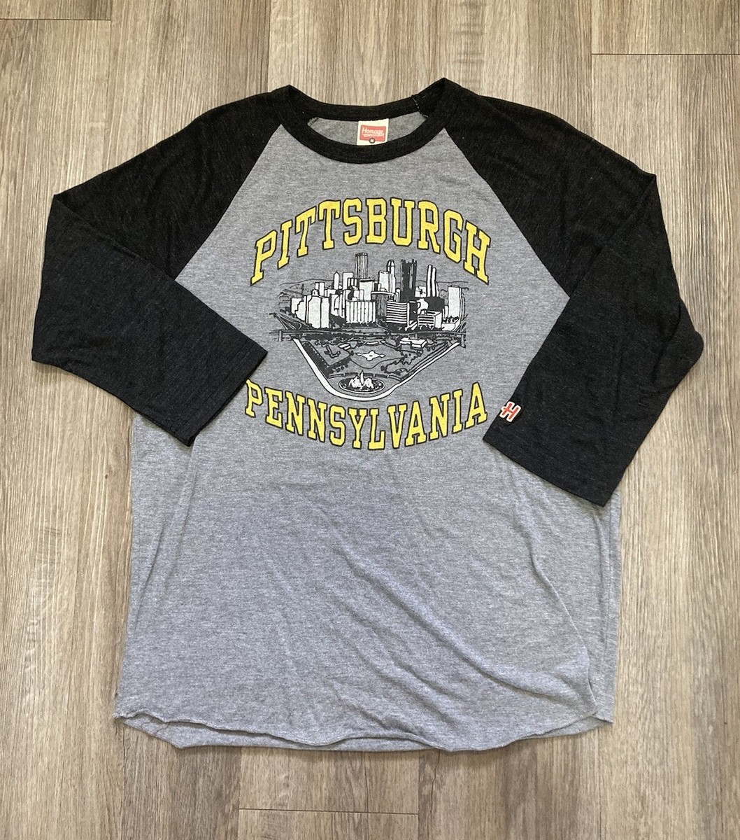 Vintage Homage 3/4 Sleeve Baseball Ringer T Shirt Pittsburgh
