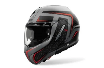 Flip Up Helm Schutzhelm Crosshelm Motorradhelm AIROH Mathisse 2 Magnet Rot Grau - Bild 1 von 3