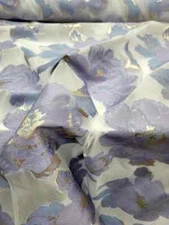 Lavender Metallic Periwinkle Floral Brocade Fabric By the Yard Clear Organza