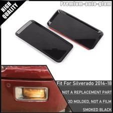 FRONT FOG LIGHT FOG LAMP COVER TRIM FOR CHEVROLET SILVERADO 2014-18 SMOKED BLACK