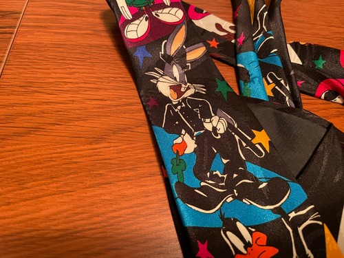 Vintage LOONEY TUNES MANIA official tie 90s Bugs Bunny Taz Sylvester 1993 - Picture 5 of 10