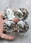 Lot 4 large Crystal Clear diamond Cut Glass Door / Xl Drawer Knobs Handle Pulls