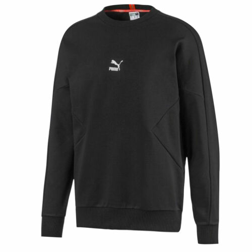 Puma Mens TFS Crew Sweatshirt Logo Casual Black Jumper 597328 01