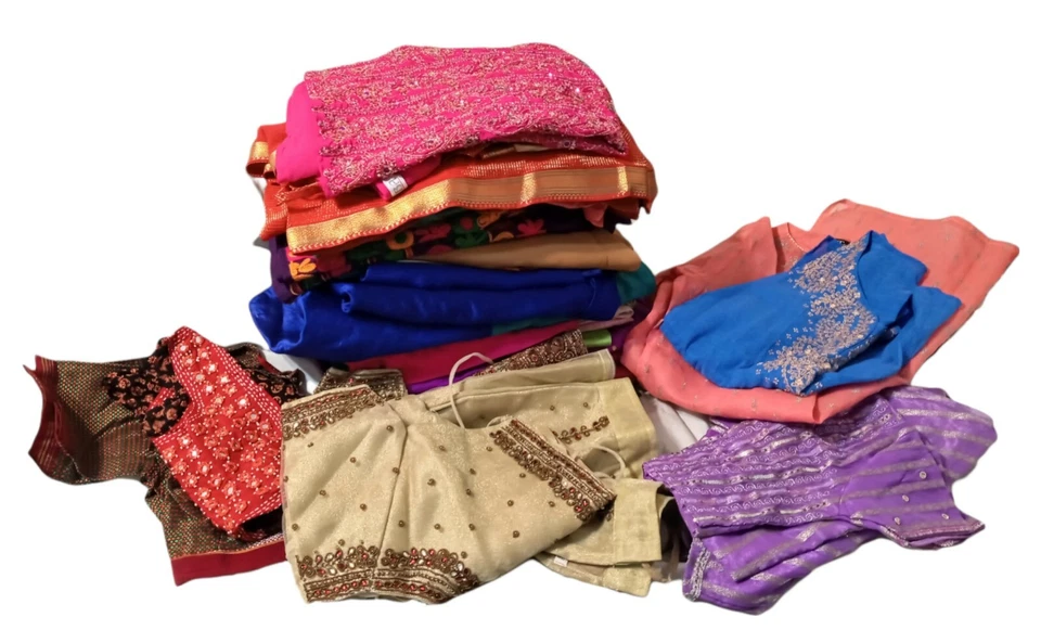 Lote de ropa de tela bordado mezcla de cuentas costura artesanía India Oriente Medio África 15 lb Foto 2 de 4