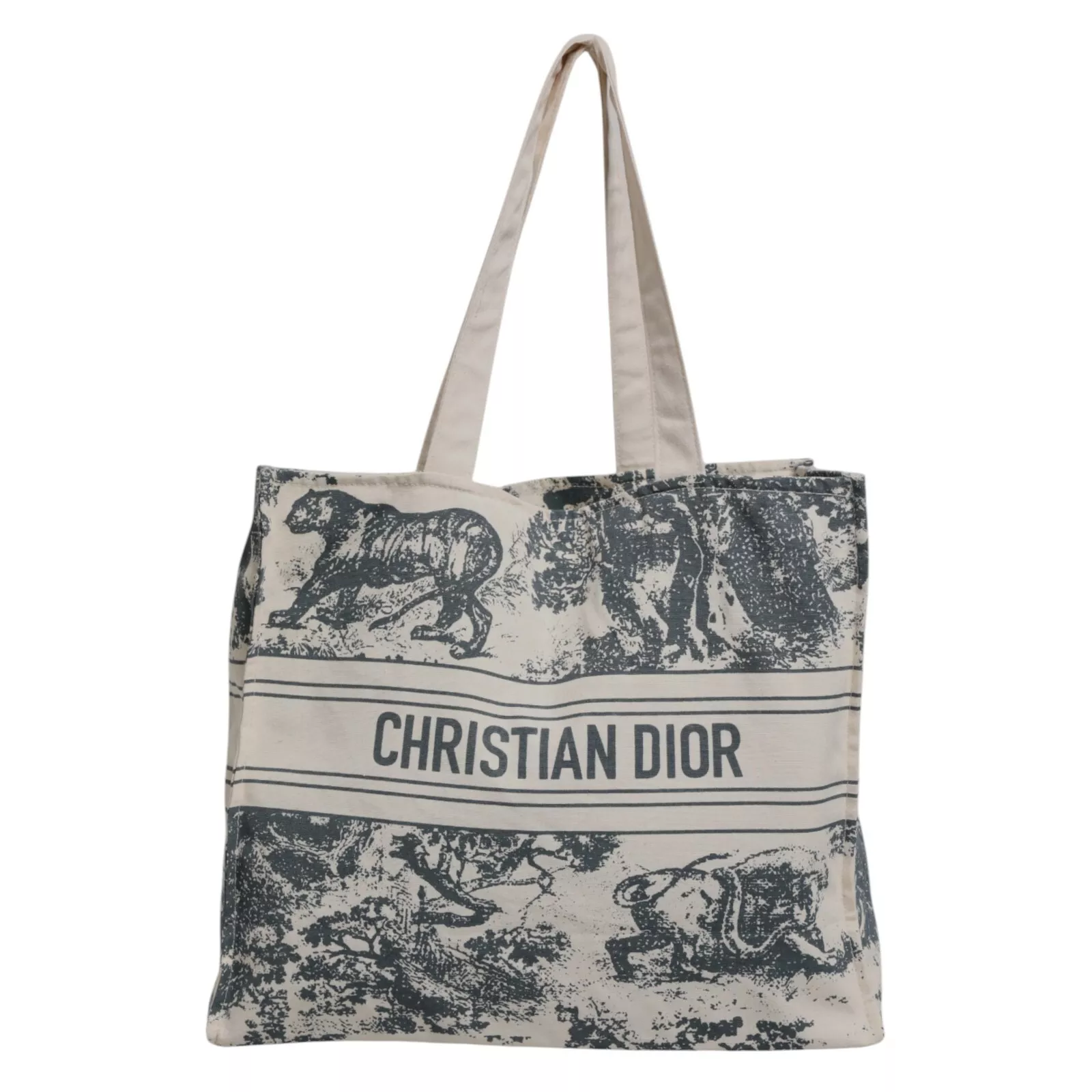 Sac fourre tout CHRISTIAN DIOR bleu toile de jouy nouveauté paille plage shopping fourre tout