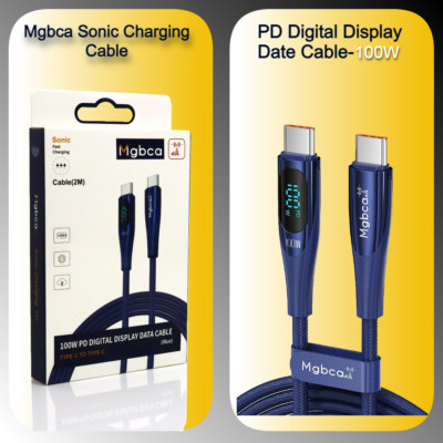 Mgbca Nylon Sonic Fast Charge USB-C Cable For Galaxy A03S/A02S, 100W Display