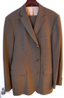 Hugo Boss Men’s 42r Beige Pin Stripe 3 Btn Suit,Wool Blend,Made In Usa