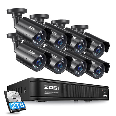 ZOSI H.265 Security System 1080P DVR Night Video Outdoor CCTV Camera 0-2TB