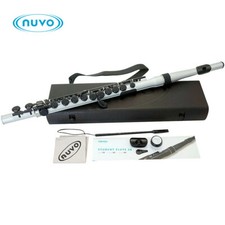 Nuvo Student Plastic Flute 2.0 - Silver/Black with Hard Case and Cloth N235SFSB