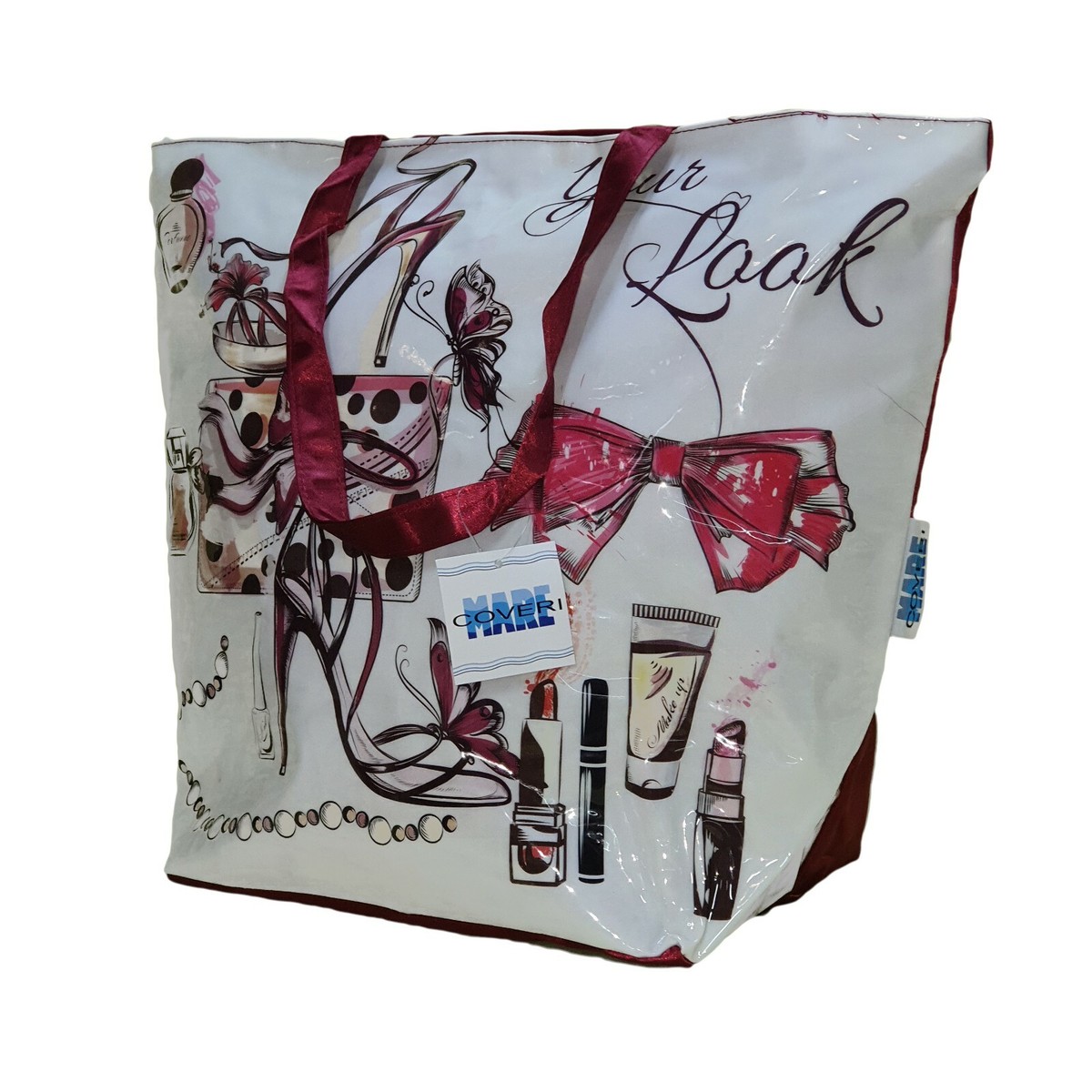 Borsa Donna Shopping Coveri - Due Manici, Ecopelle, Stampa Personalizzata, 42x30x14 Cm, Tracolla Regolabile