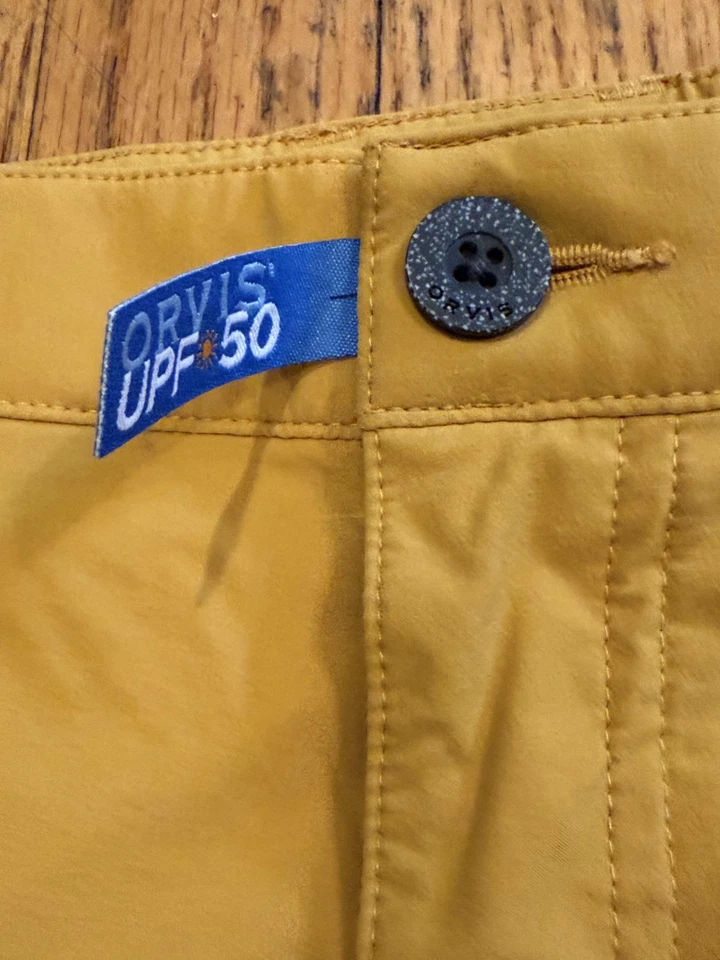 Orvis Shorts Mens 34 Yellow UPF 50 Quick Dry Hiking Fishing Outdoor Stretch - Image 3 of 4
