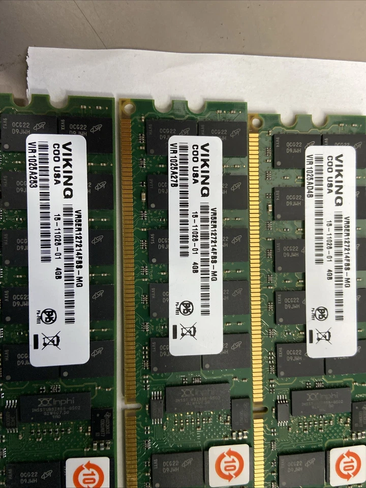 3x(12GB)CISCO 15-11026-01 NEXUS 4GB PC2-5300 DDR2 RAM VIKING VR5ER127214FBS LOT3 - Image 2 of 3