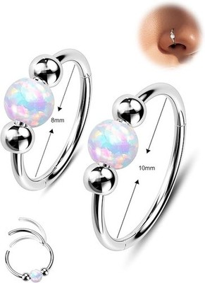 Aretes acero opalo 18G mujer hombre hipoalergenico para oreja tragus helix nariz