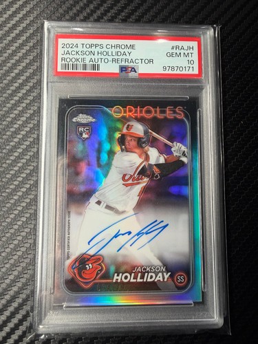 2024 Topps Chrome Rookie Auto Refractor Jackson Holliday /499 #RA-JH PSA 10