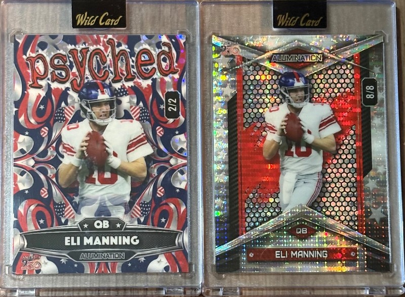 2026 Wild Card ‘America 250’ (lot of 2) - Eli Manning 2/2 Psyched & 8/8