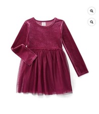 Wonder Nation Girls Velour Tutu Dress with Long Sleeves Burgundy