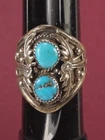 Vintage Men's Navajo Sterling Silver Ring with Turquoise Settings Size 13