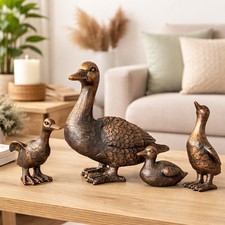 Duck Garden Ornaments Family Ducklings Statue Bronze Effect Home Decor Gift 4pc