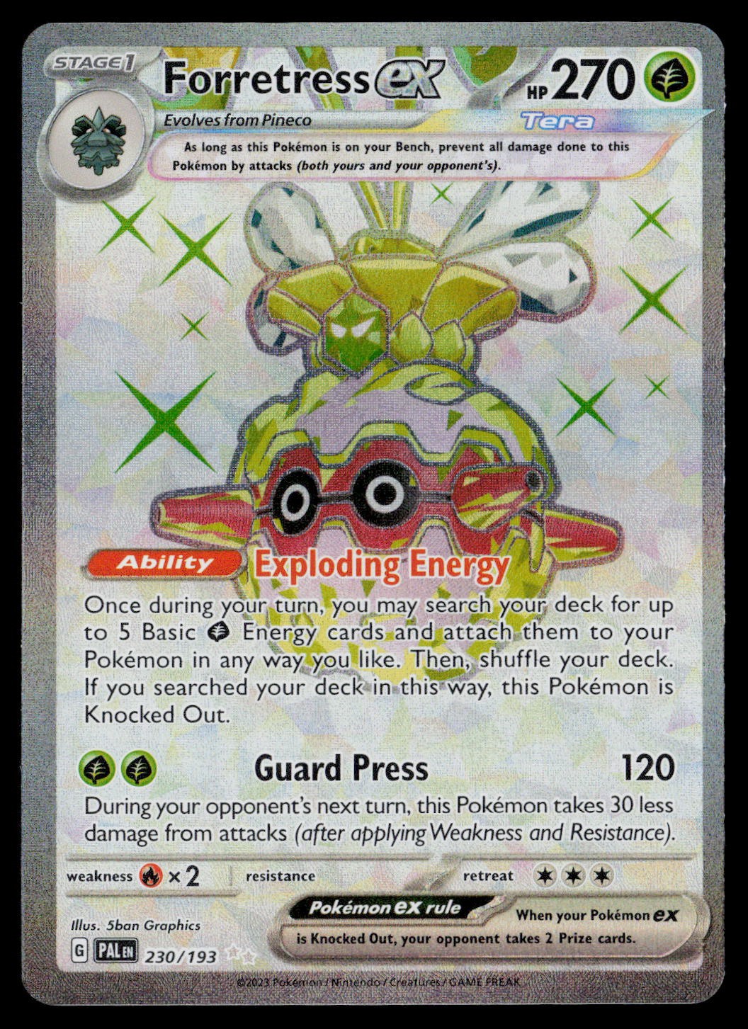 Forretress ex 230/193 Paldea Evolved Ultra Rare Full Art Pokemon Card NM