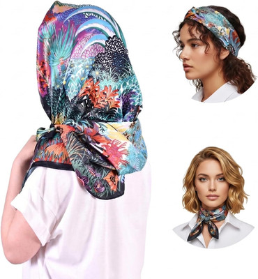 Satin Head Scarf for Women, Silk-Like Square Hair Wrap for Sleeping, Non-Slip Tw