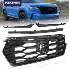 For 2023-2025 Honda Pilot Front Grille Headlight Trim Moldings Gloss Black Set