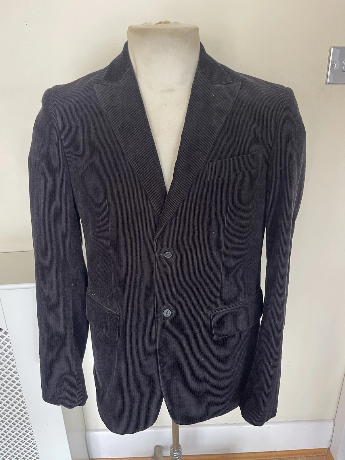 Brooks Mens Corduroy 2 Button Blazer Jacket UK 42” Black
