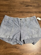 Gap Women's Cuffed Shorts in Chambray Cotton Sz 14 NWT NEW