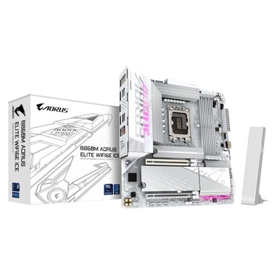 GIGABYTE B860M AORUS ELITE WF6E ICE Motherboard - Intel Core Ultra Series CPUs, 