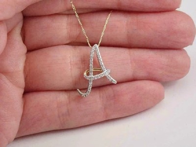 2.00Ct Round Cut Lab Created Diamond ''A'' Letter Pendant 14K Yellow Gold Finish