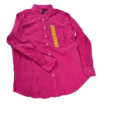 Gap Women Linen Button Down Top Beetroot Purple GP004697 Pink Medium NWT