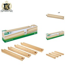 Universal Compatibility Wooden Train Set - 4 Long Tracks for Ages 3 and Up