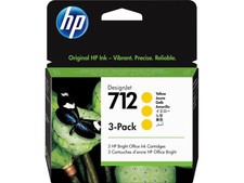 HP 712 Yellow 29-ml 3-Pack Genuine Ink Cartridges 3ED79A for DesignJet T650,