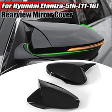Gloss Black For 2011-2016 Hyundai Elantra Horn Car Rearview Mirror Cover Decor
