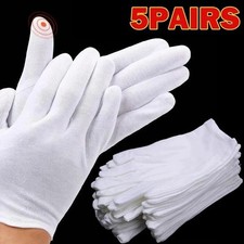 6 Pairs 100% Cotton White Gloves Dermatological Overnight Moisturizing Eczema UK
